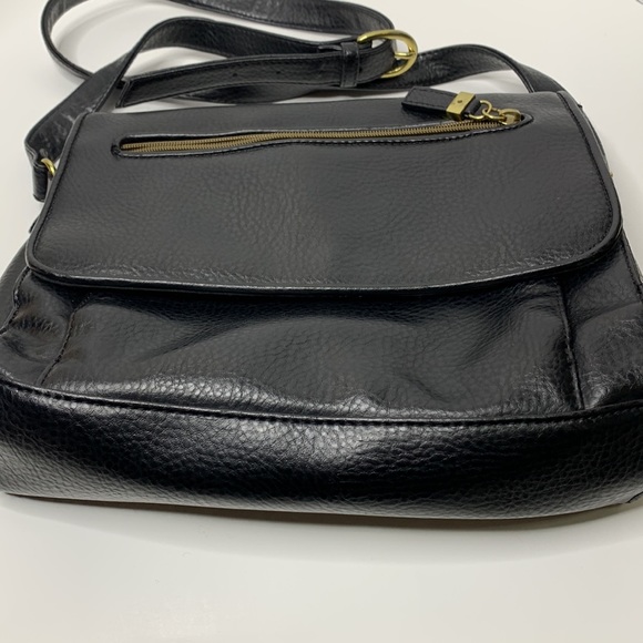 Relic | Black Leather Gold Accented Heavy Duty Crossbody Bag | Business Satchel - Picture 2 of 13